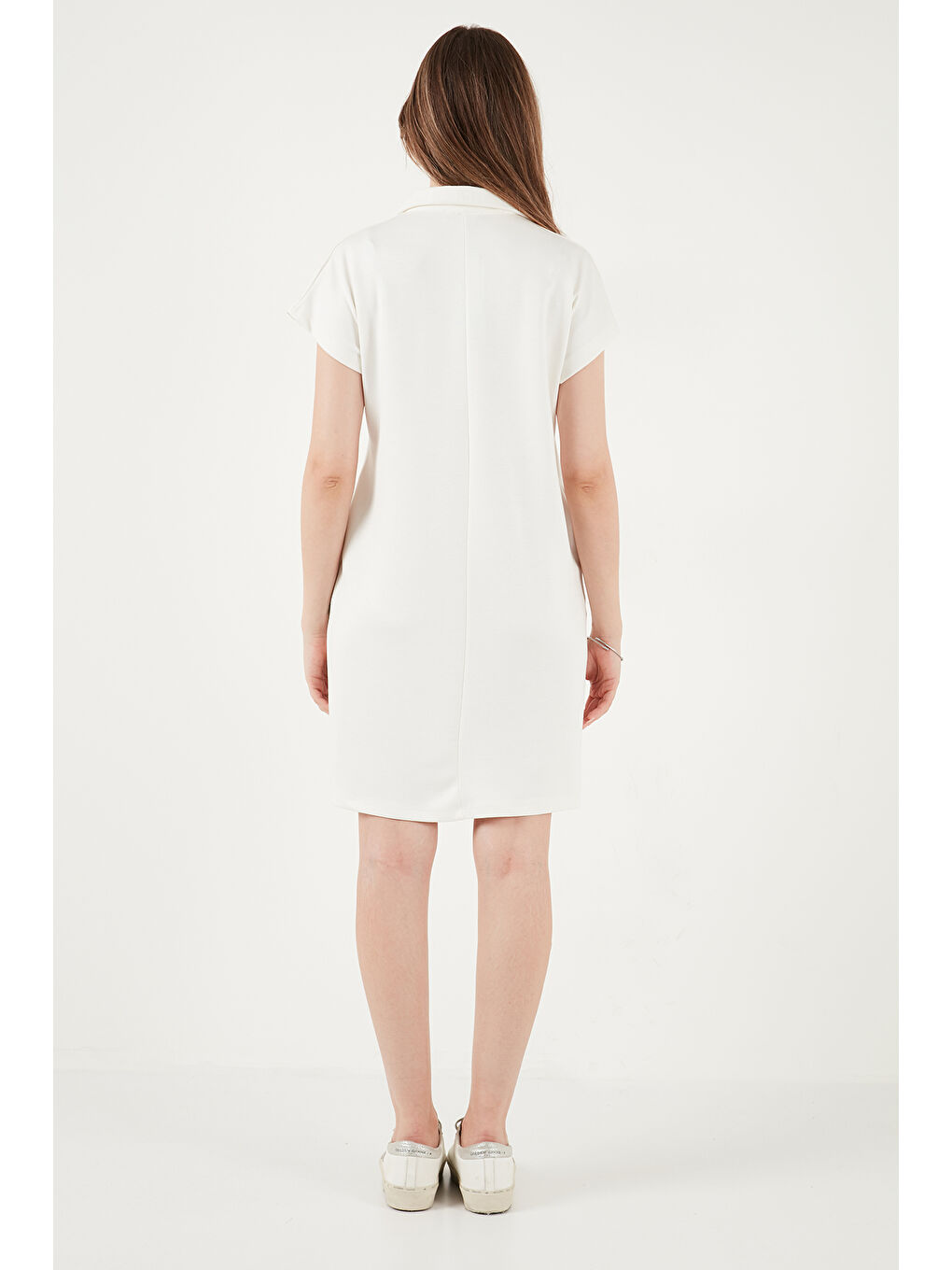 Ekru Regular Fit Polo Yaka Mini Kadın Elbise 5866153-6