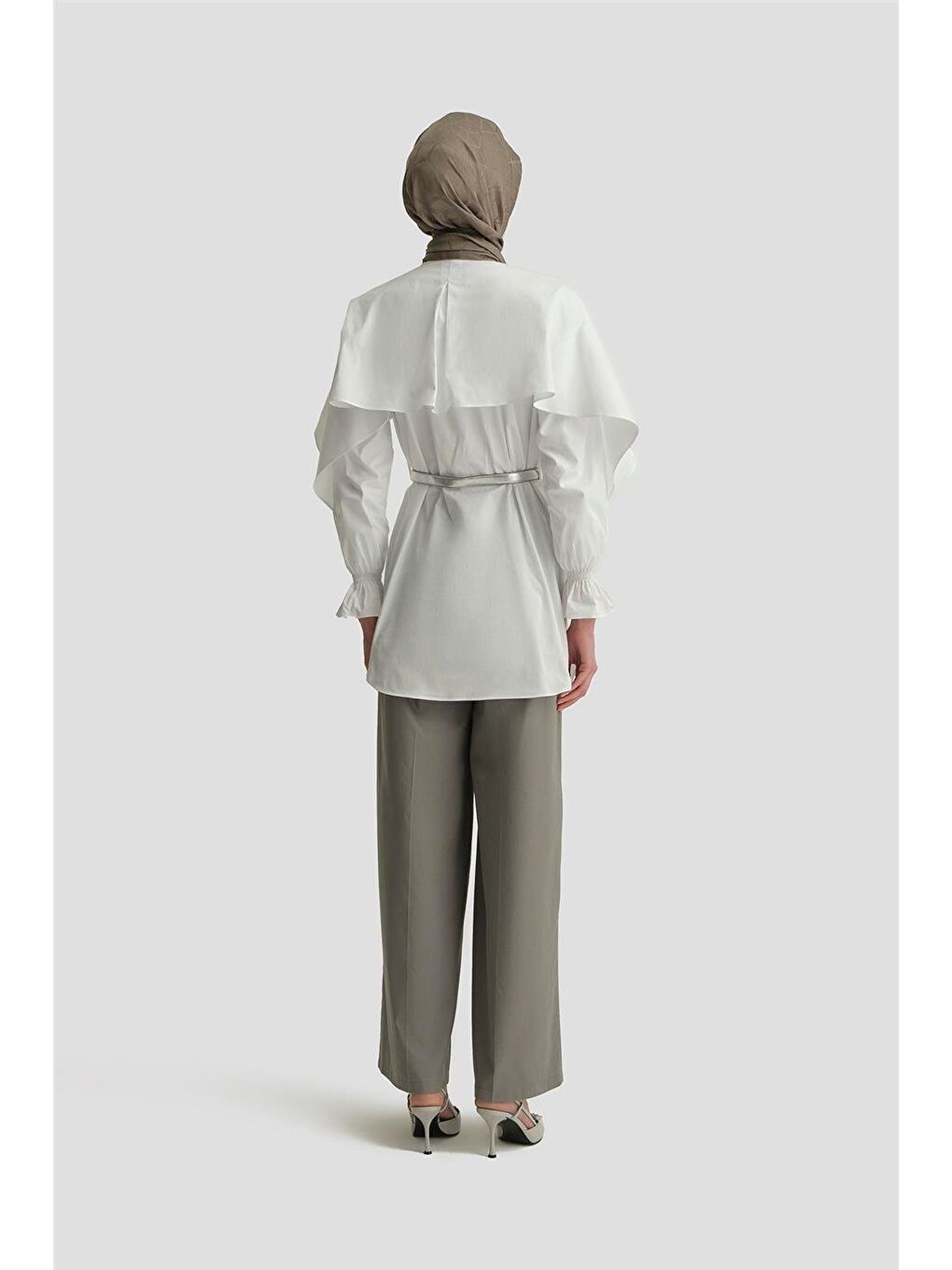 Yüksek Bel Palazzo Pantolon 25Y2812 Gri-2