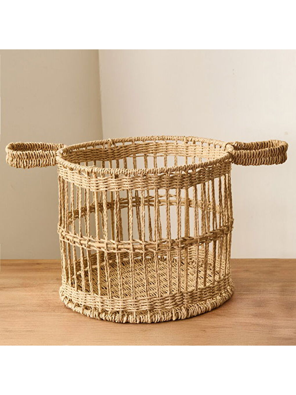 Lime Cello Dekoratif Sepet - Bej - 30x25 cm-1