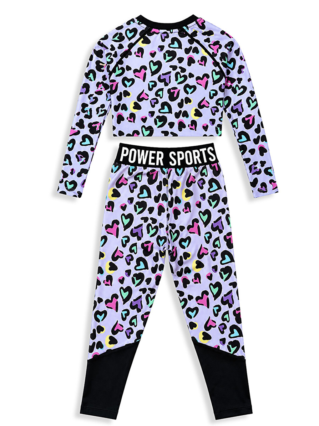 Lila Kız Çocuk Spor Takımı Leopar Desen – Crop Üst Ve Sporcu Tayt (6-11 Yaş)-1