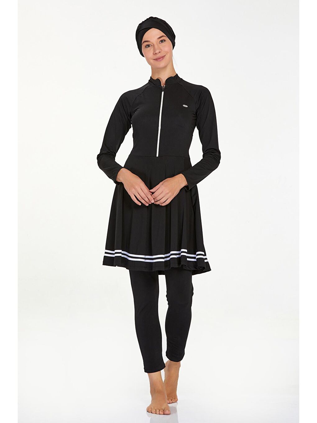 Elastanlı Tam Kapalı Tesettür Mayo Mark 4545 Siyah-4