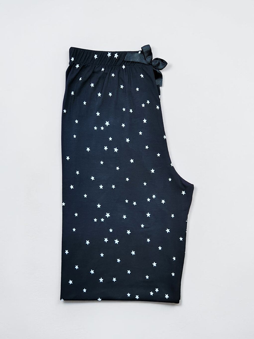 Beyaz Kadın Desenli Viskon Düz Paça Pijama Altı-1