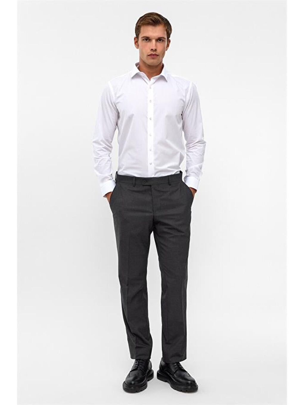 Antrasit Regular Düz Pantolon