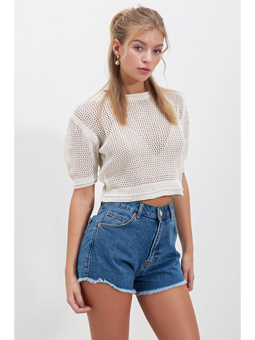 Bej Simit Yaka Kısa Kollu KAZAK