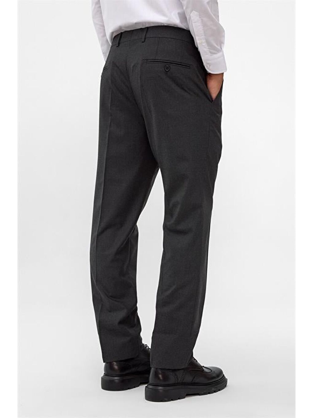 Antrasit Regular Düz Pantolon-2