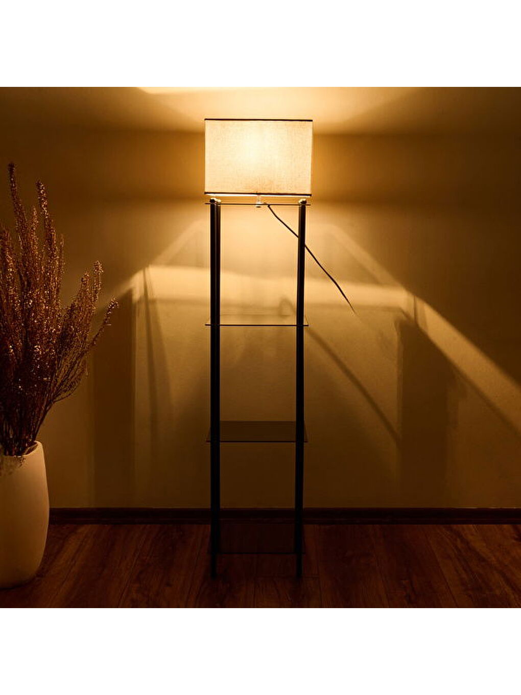 Lighting Lexington Cam Raflı Lambader - Siyah / Gri-1