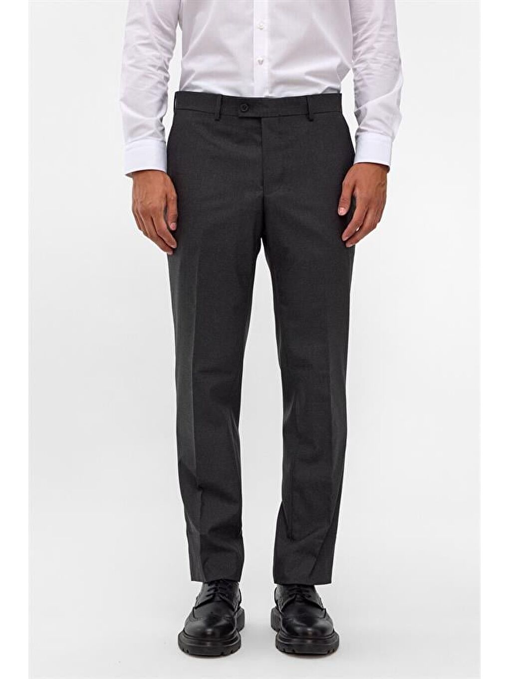 Antrasit Regular Düz Pantolon-3