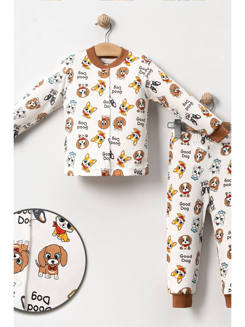 Lila Kız Çocuk Desenli Pamuklu 2'Li Pijama Takımı-1