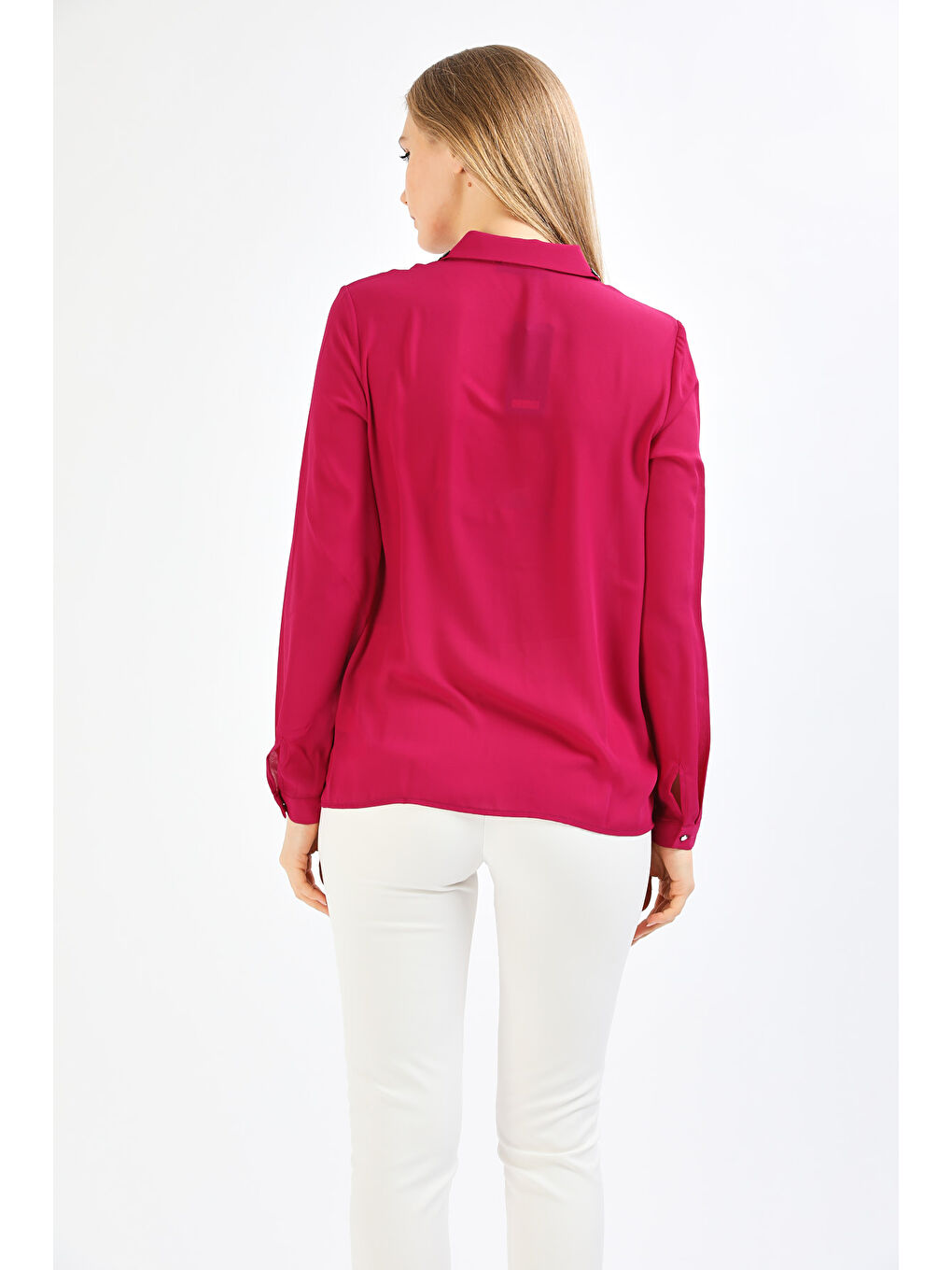 Fuşya Yakası Boncuk Özellikli Gömlek-4