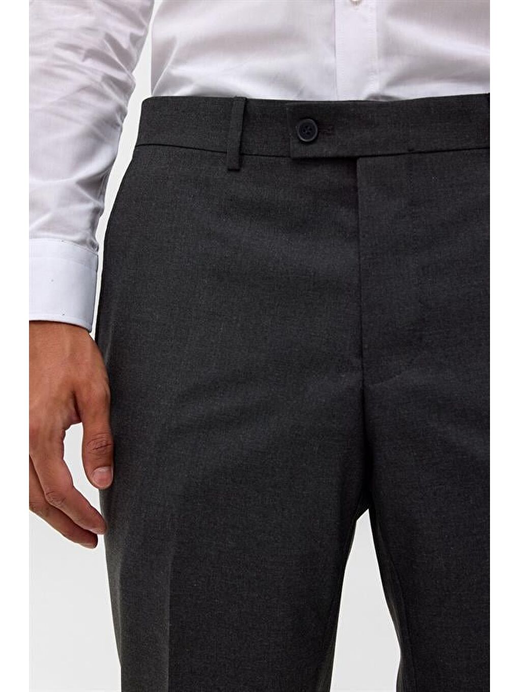 Antrasit Regular Düz Pantolon-4