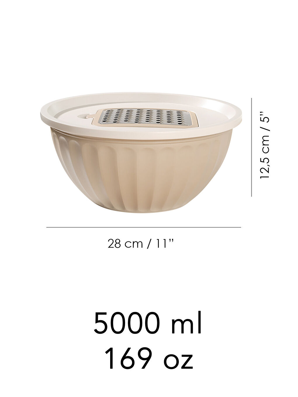 Bej Kapaklı Saklama Kabı 5 l-1