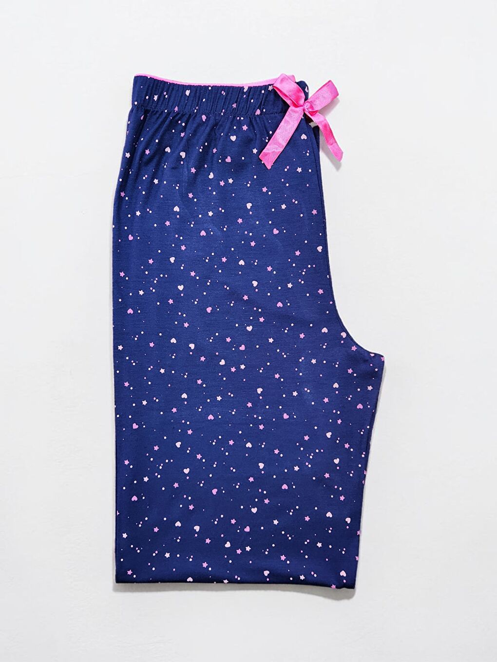 Lacivert Kadın Desenli Viskon Düz Paça Pijama Altı-3