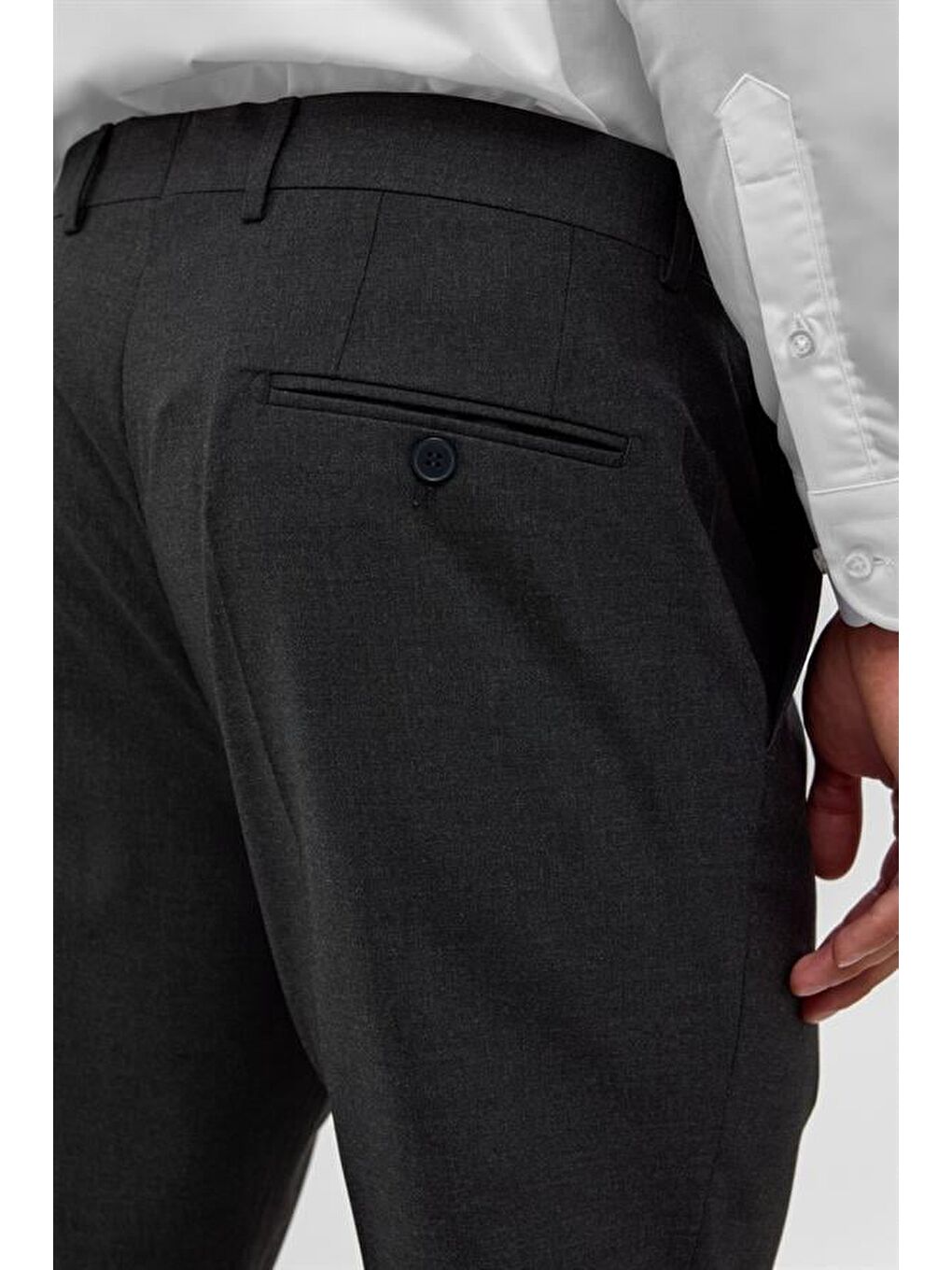 Antrasit Regular Düz Pantolon-5