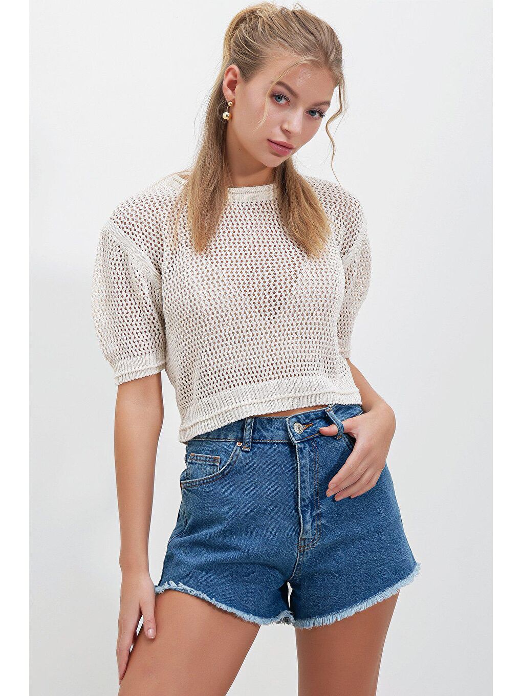 Bej Simit Yaka Kısa Kollu KAZAK-1