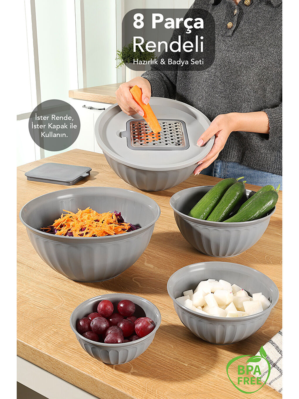 Gri Kapaklı Saklama Kabı