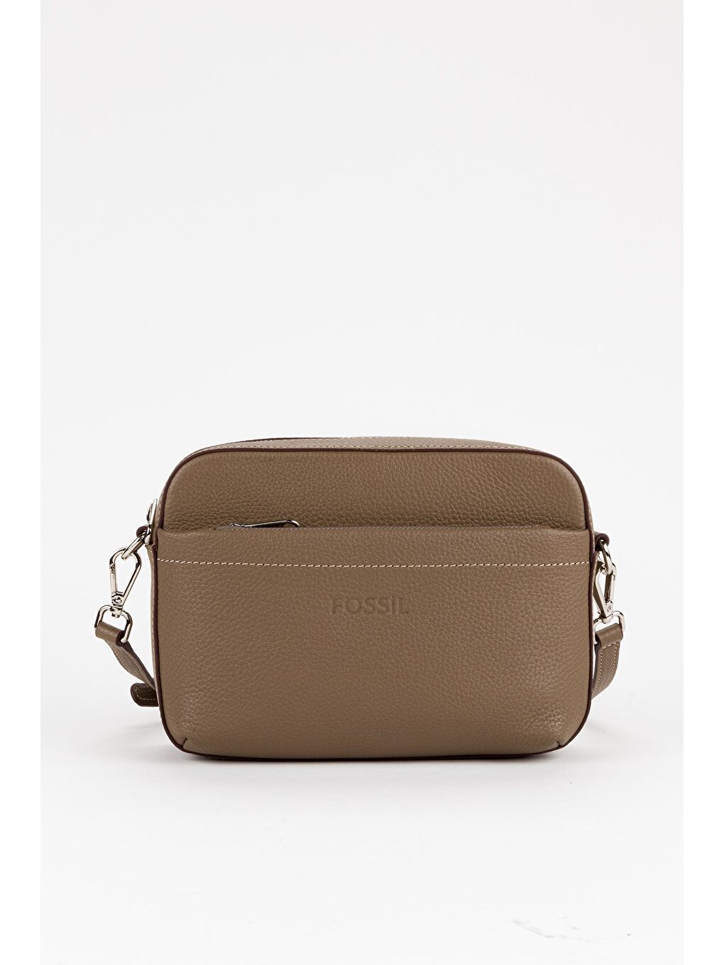 Bej %100 Hakiki Deri Kadın Kolon Askılı Çapraz Omuz Çantası-1