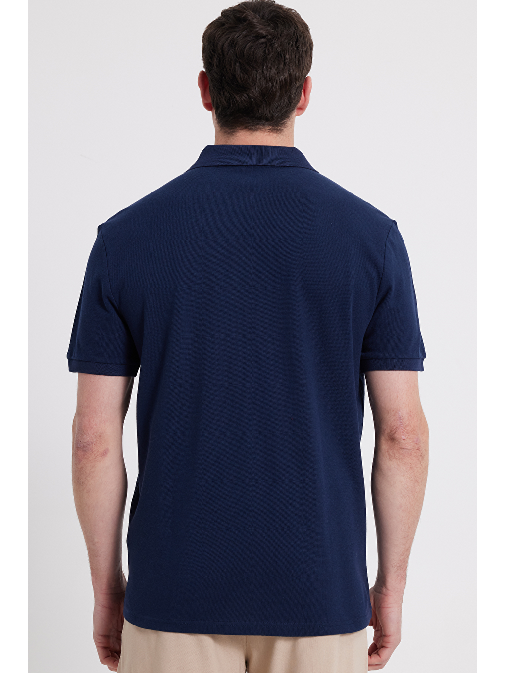Erkek Regular Fit Klasik Kesim %100 Pamuk Düz Pike Lacivert Polo Yaka Tişört-5