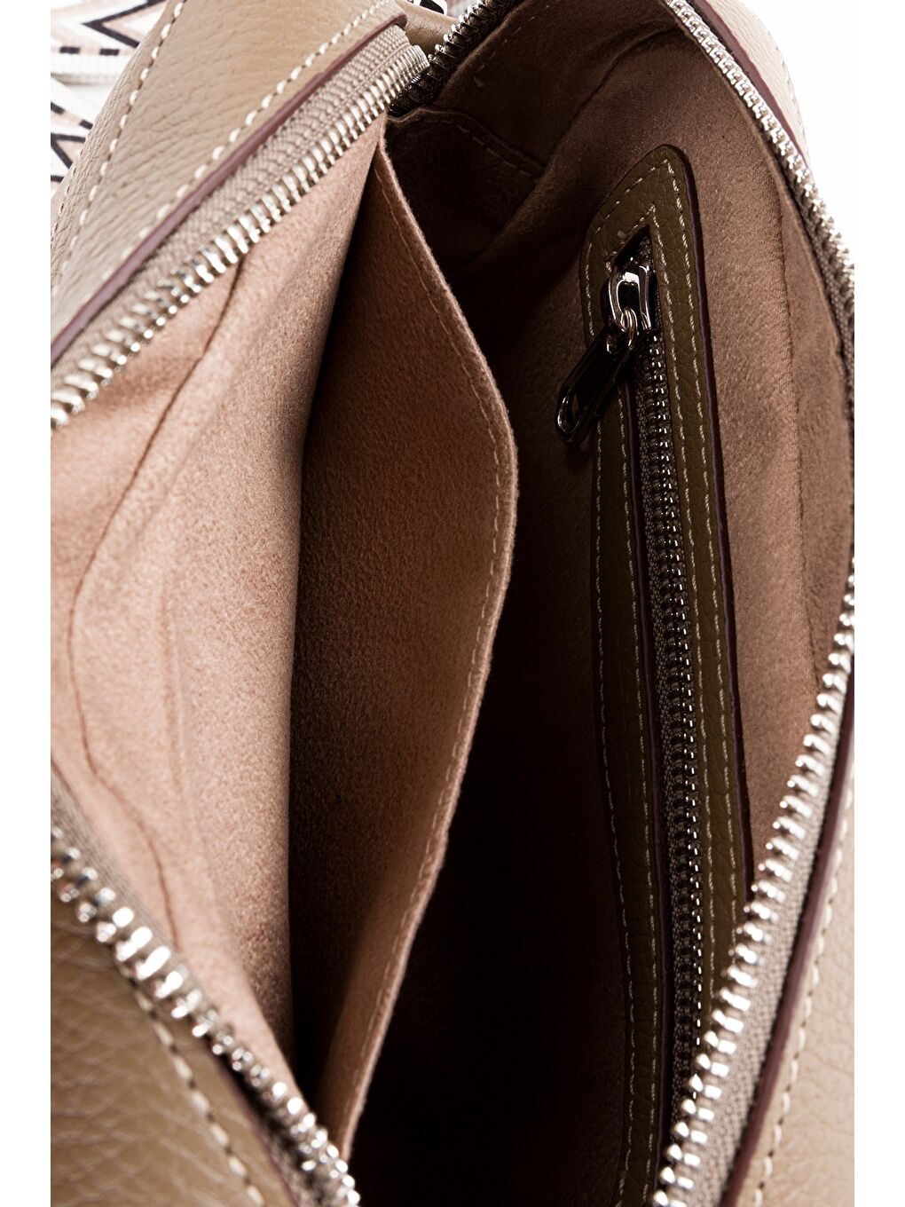 Bej %100 Hakiki Deri Kadın Kolon Askılı Çapraz Omuz Çantası-7