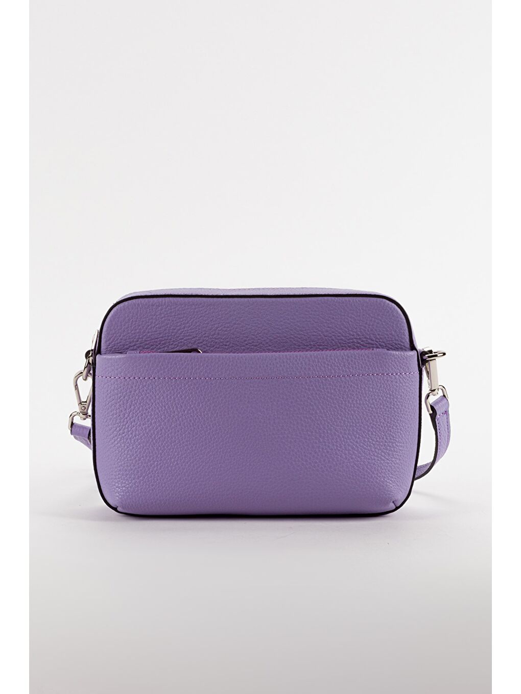 Mor %100 Hakiki Deri Kadın Kolon Askılı Çapraz Omuz Çantası-1