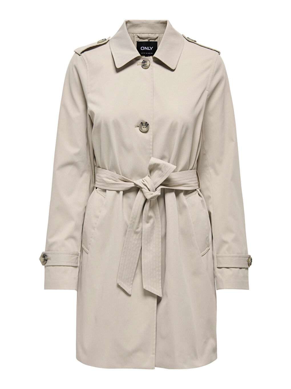 Bej Onldisa Regular Fit Düğmeli Klasik Yaka Kadın Trençkot 15369028-5
