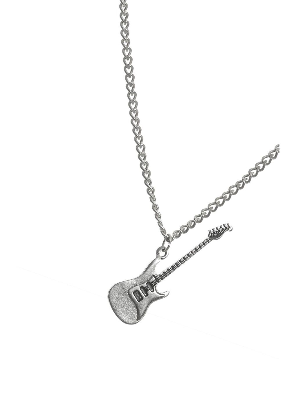 Gri Erkek Gitar Uçlu Zincir Kolye-1