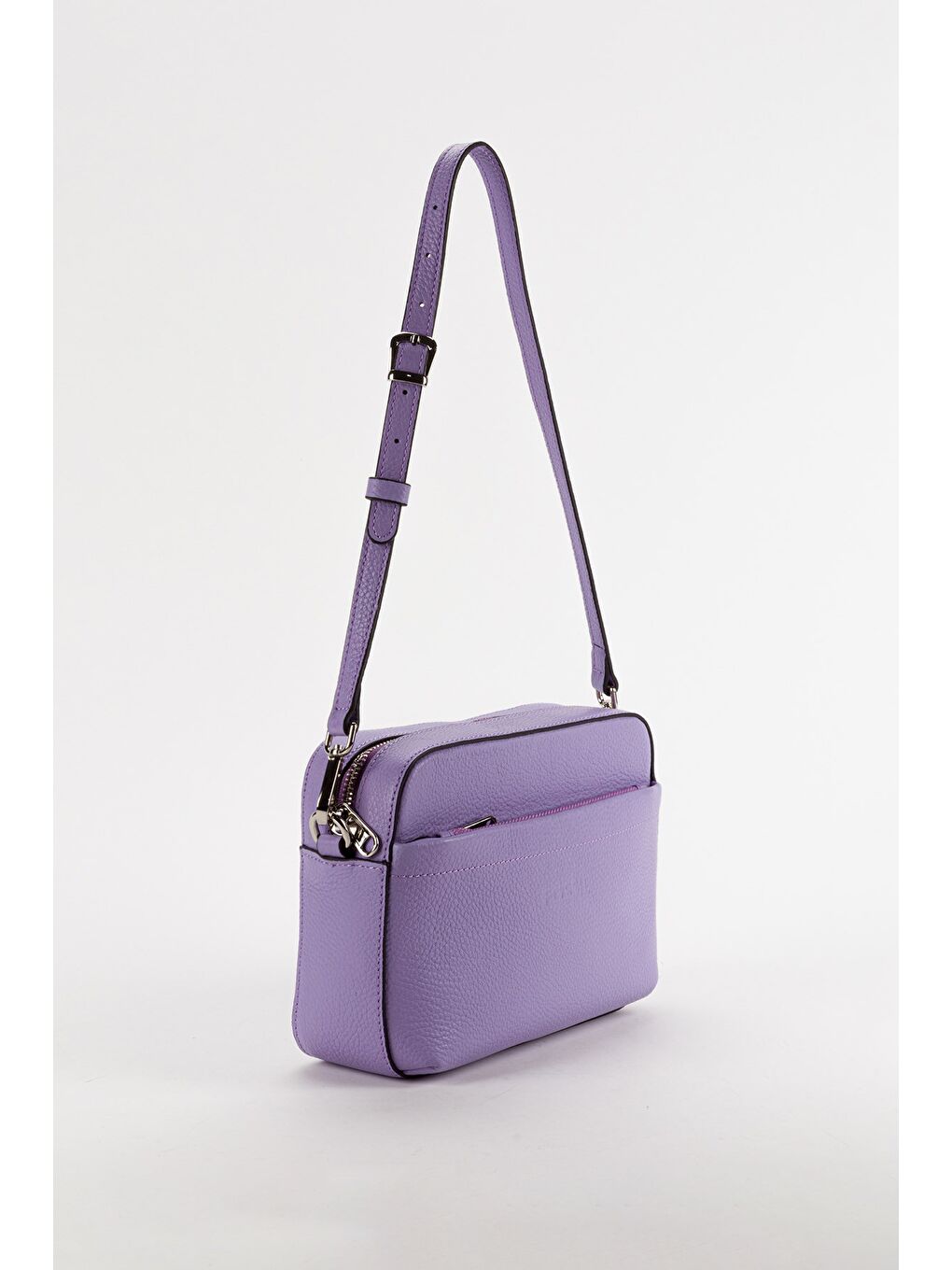 Mor %100 Hakiki Deri Kadın Kolon Askılı Çapraz Omuz Çantası-2