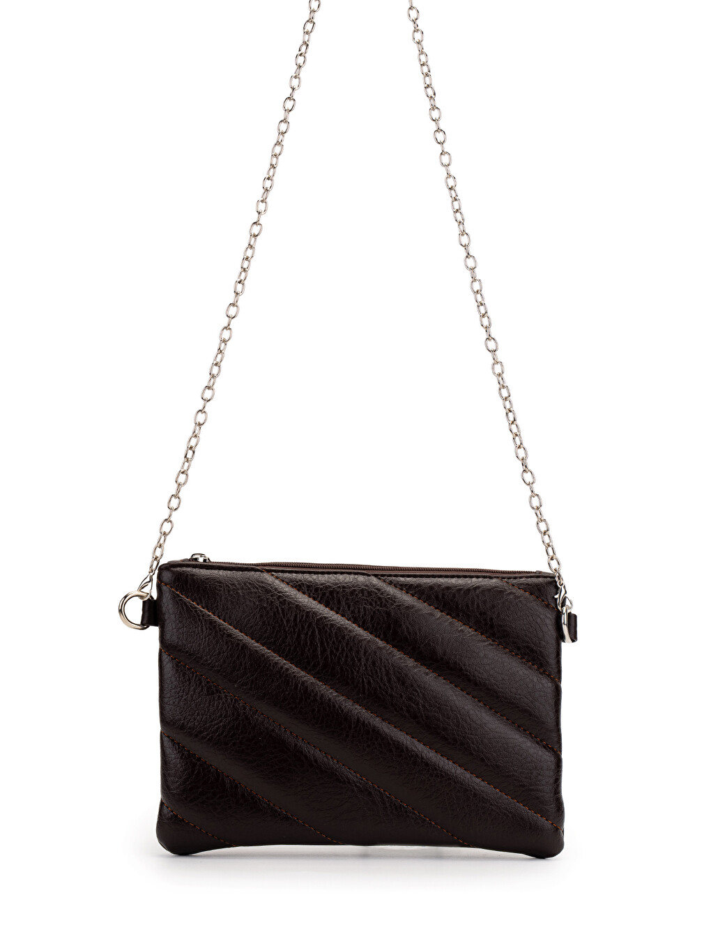 Kapitone Dikişli Clutch Kadın Çapraz Çanta Monaco Kahverengi-1