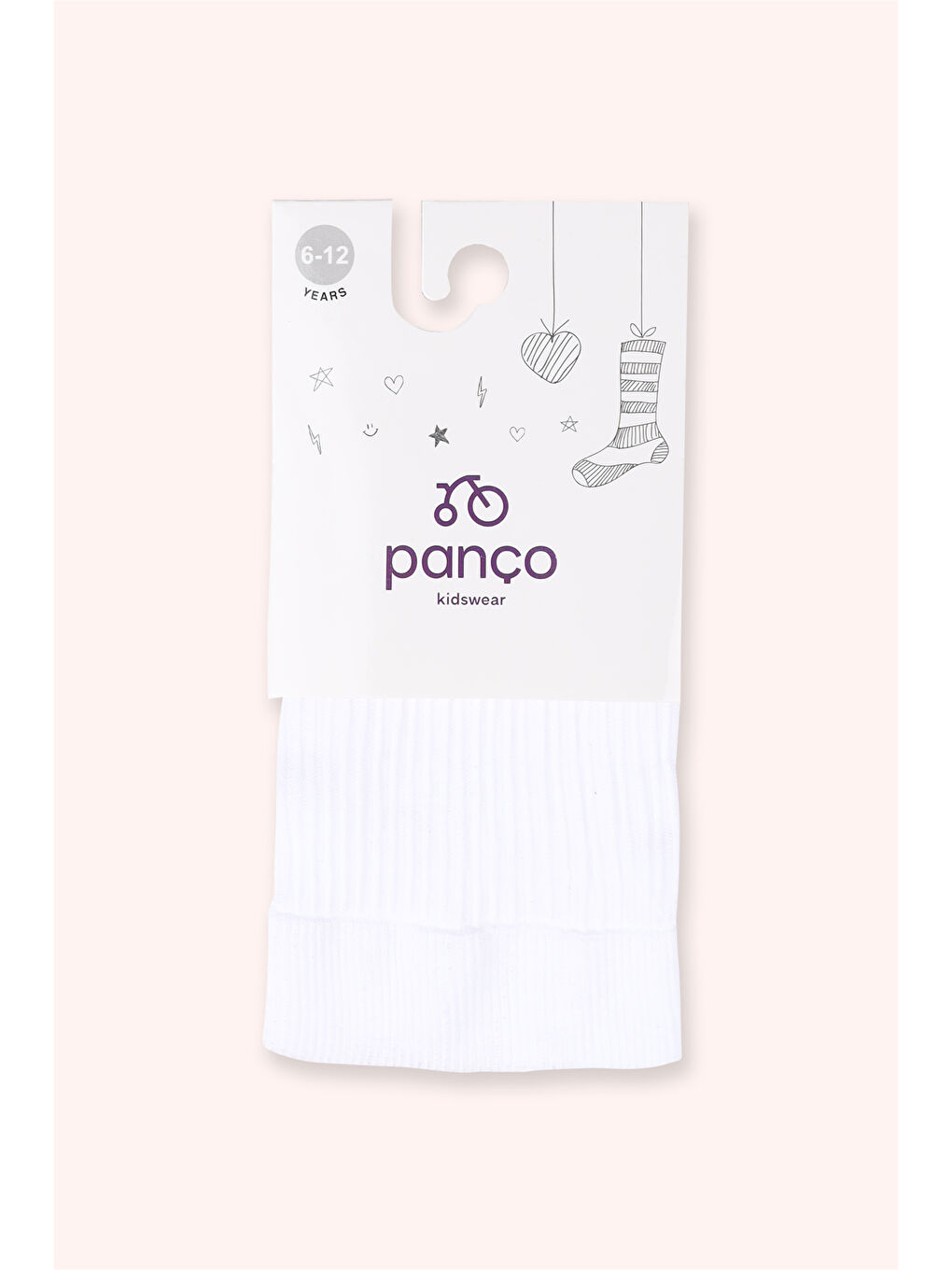 Kız Çocuk Kurdela Detaylı Dizaltı Beyaz Çorap-1