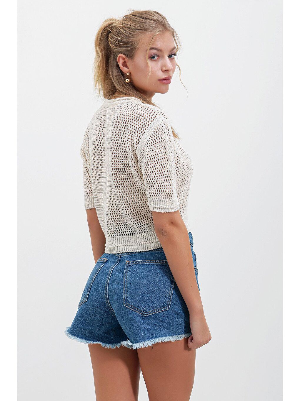 Bej Simit Yaka Kısa Kollu KAZAK-4