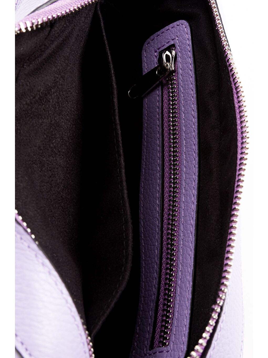 Mor %100 Hakiki Deri Kadın Kolon Askılı Çapraz Omuz Çantası-7