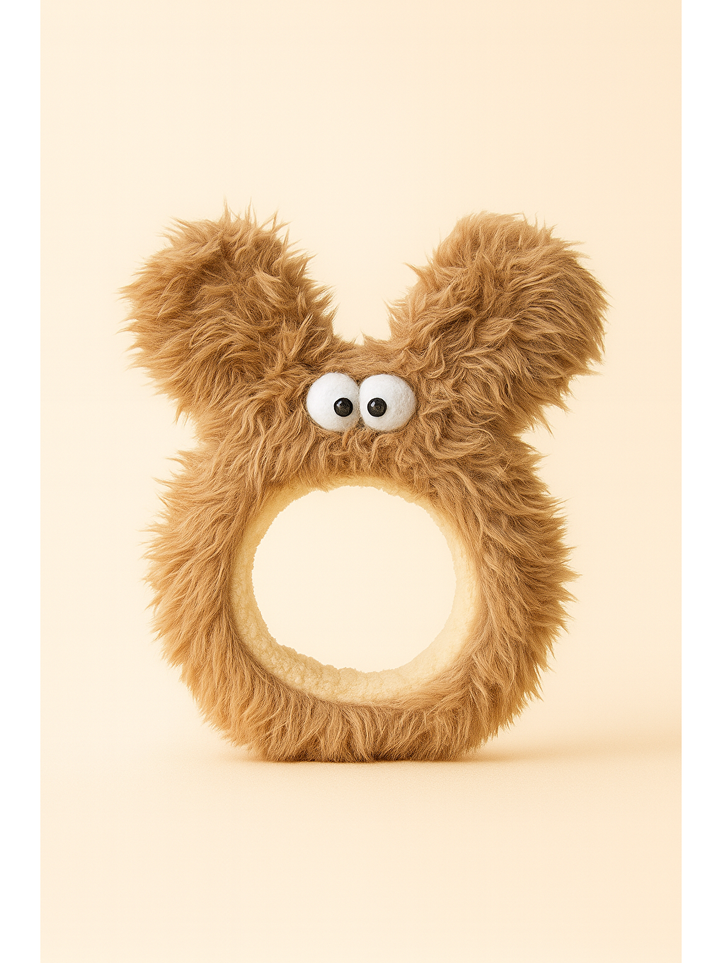 Göz Aksesuarlı Kulaklı Tüylü Saç Bandı Kahverengi-1