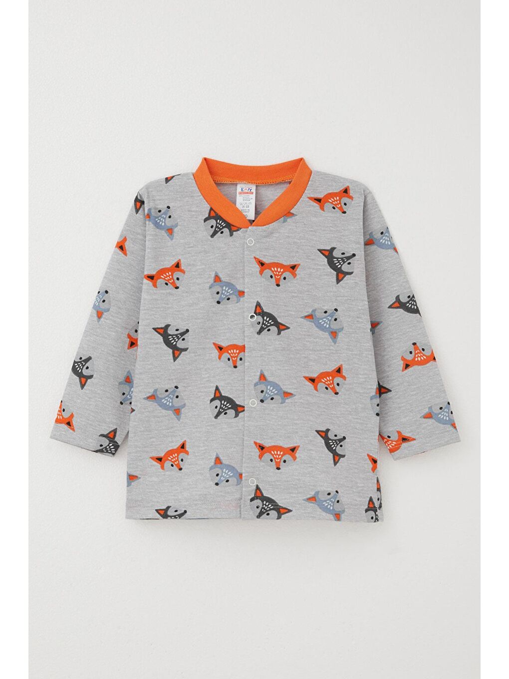 Erkek Bebek Pijama Takımı Sevimli Renkli Tilkicikler Gri (4-9 Ay)-2