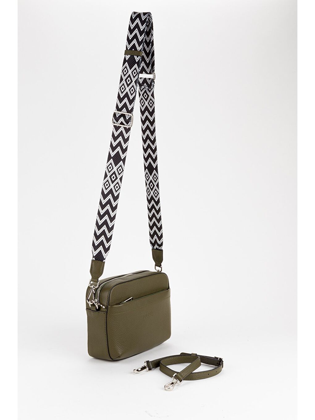 Yeşil %100 Hakiki Deri Kadın Kolon Askılı Çapraz Omuz Çantası