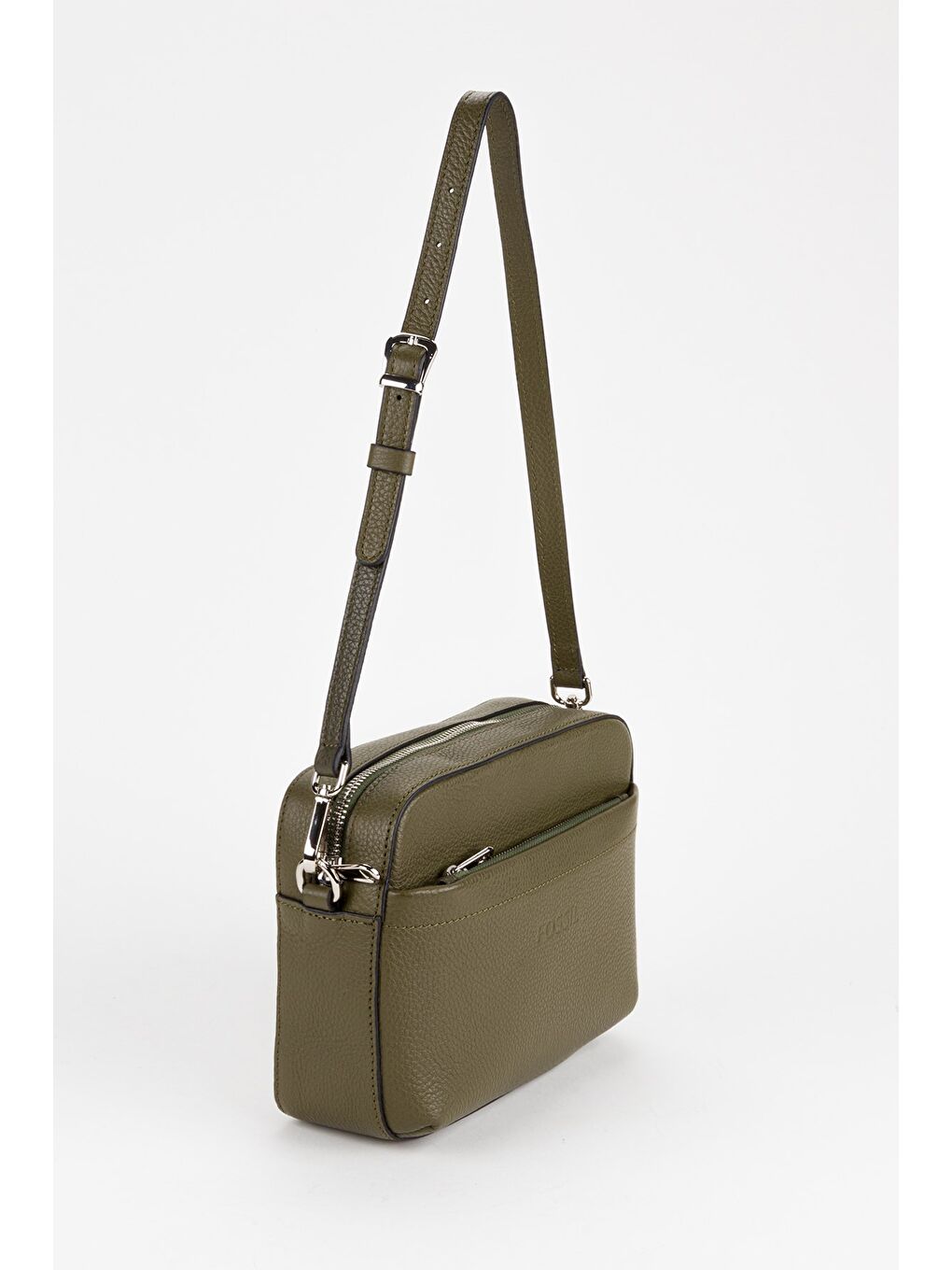 Yeşil %100 Hakiki Deri Kadın Kolon Askılı Çapraz Omuz Çantası-2