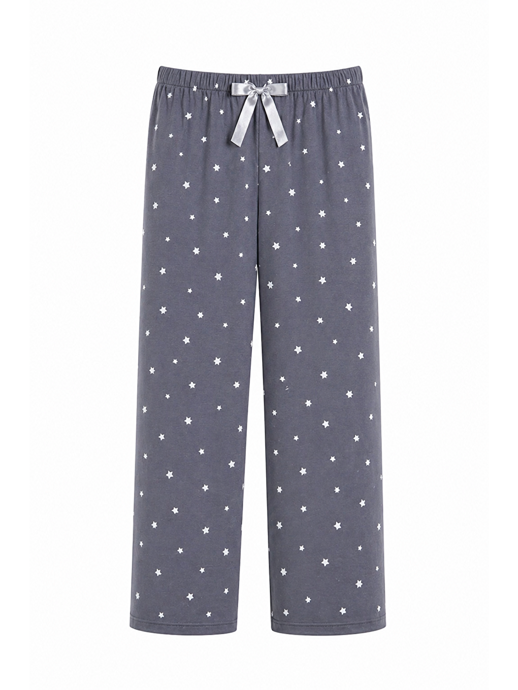 Gri Kadın Desenli Viskon Düz Paça Pijama Altı