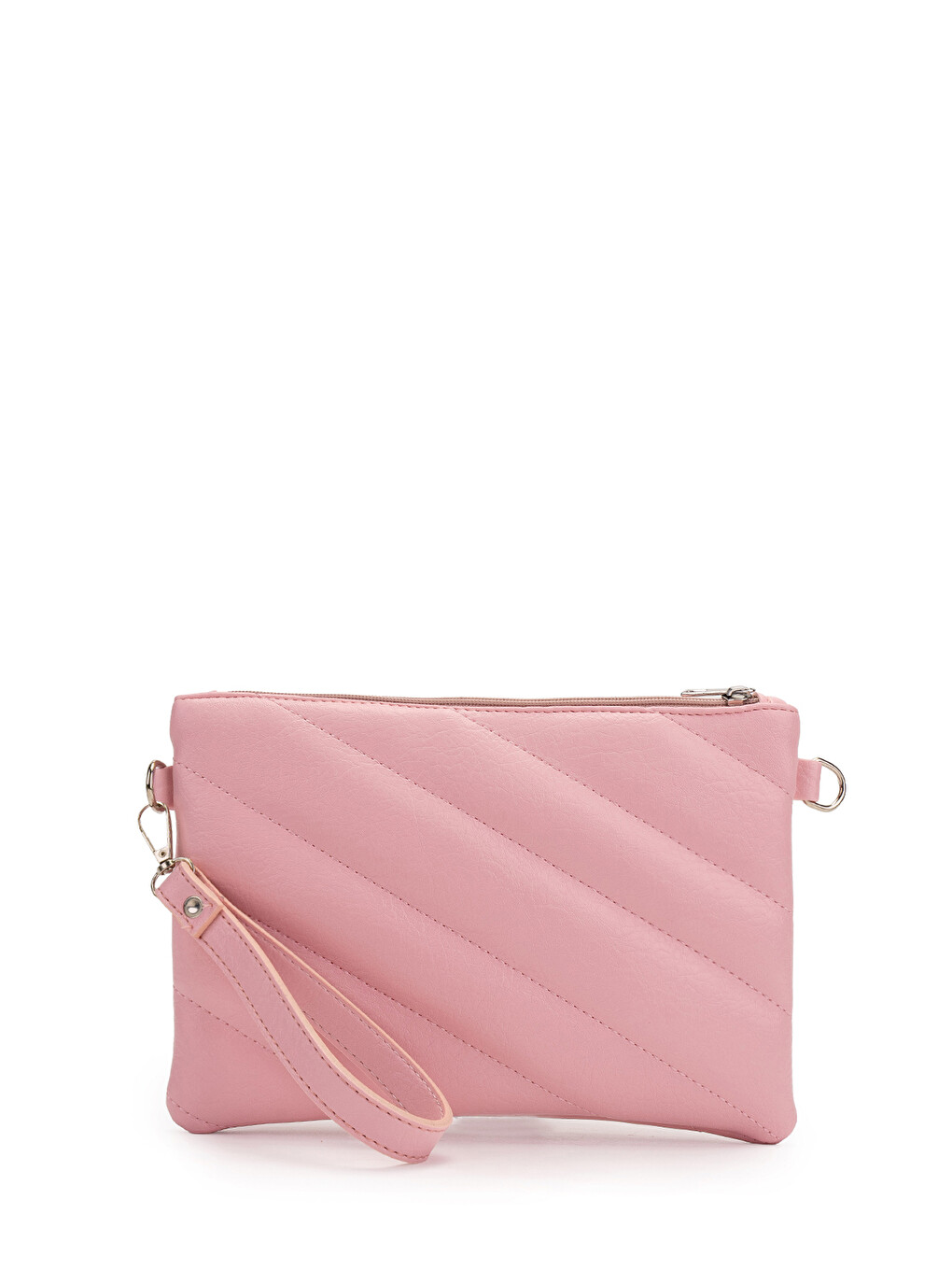 Pembe Kapitone Dikişli Clutch Kadın Çapraz Çanta Monaco Pudra