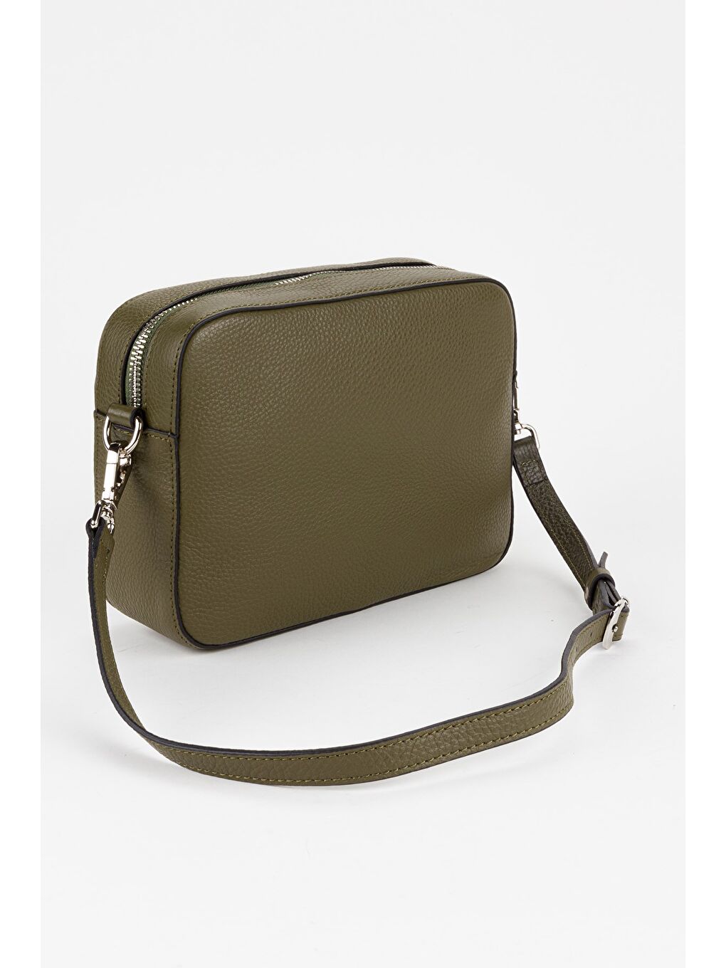 Yeşil %100 Hakiki Deri Kadın Kolon Askılı Çapraz Omuz Çantası-3