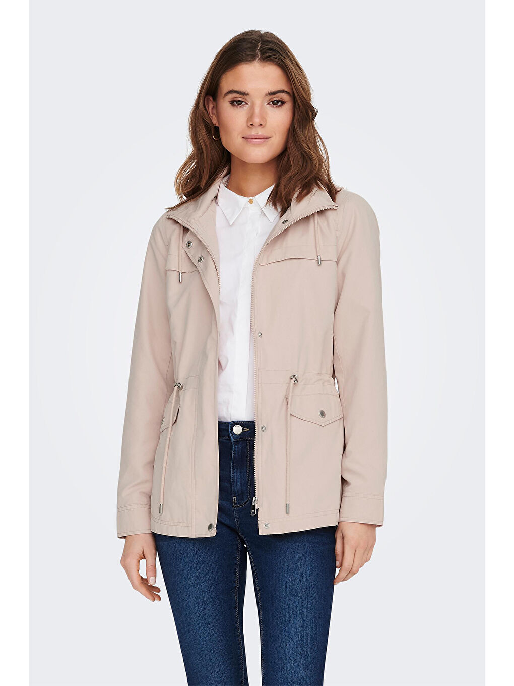 Pembe Onlnewstarline Regular Fit Kapüşonlu Cepli Mevsimlik Kadın Mont 15218612