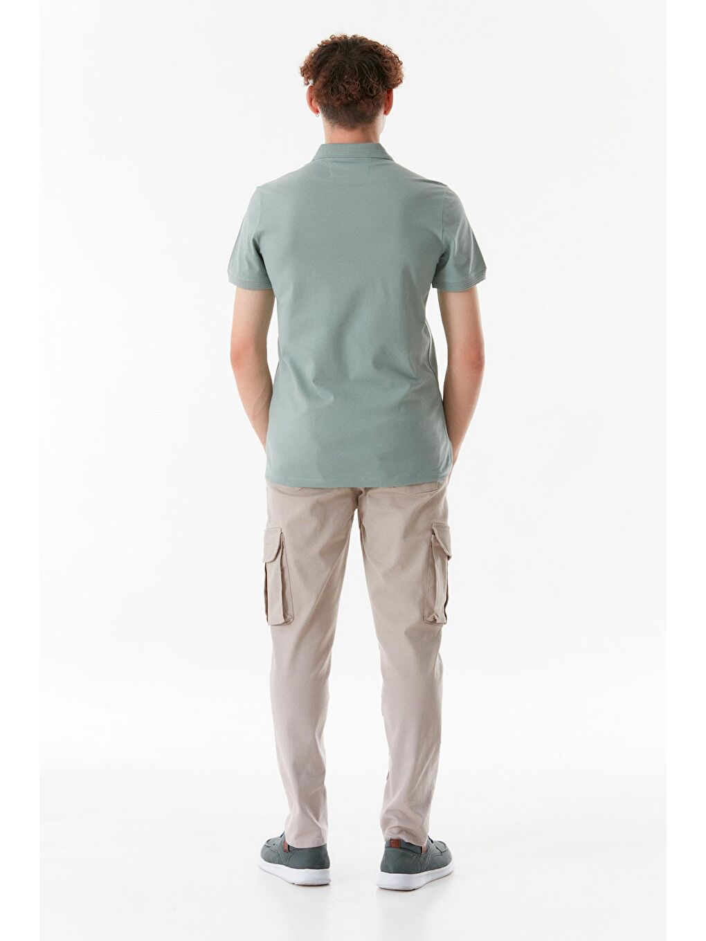 Turkuaz Baskılı Polo Yaka Slim Fit Tişört-2