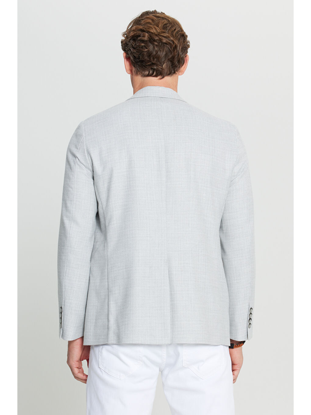 Erkek Gri Regular Fit Normal Kesim Mono Yaka Kapak Cepli Armürlü Blazer Ceket-4