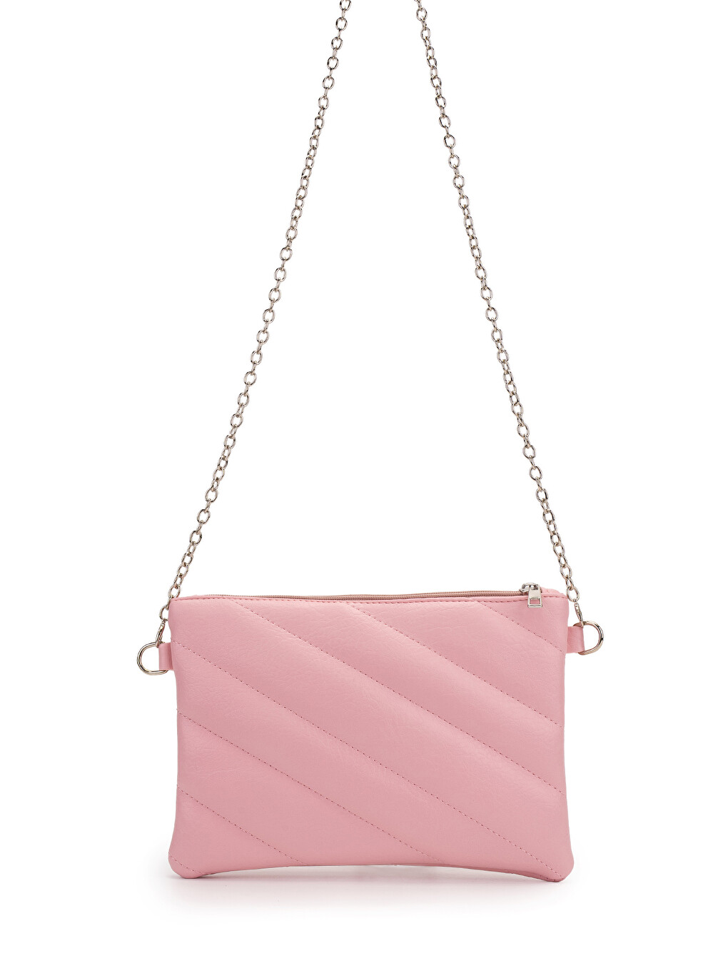 Pembe Kapitone Dikişli Clutch Kadın Çapraz Çanta Monaco Pudra-1