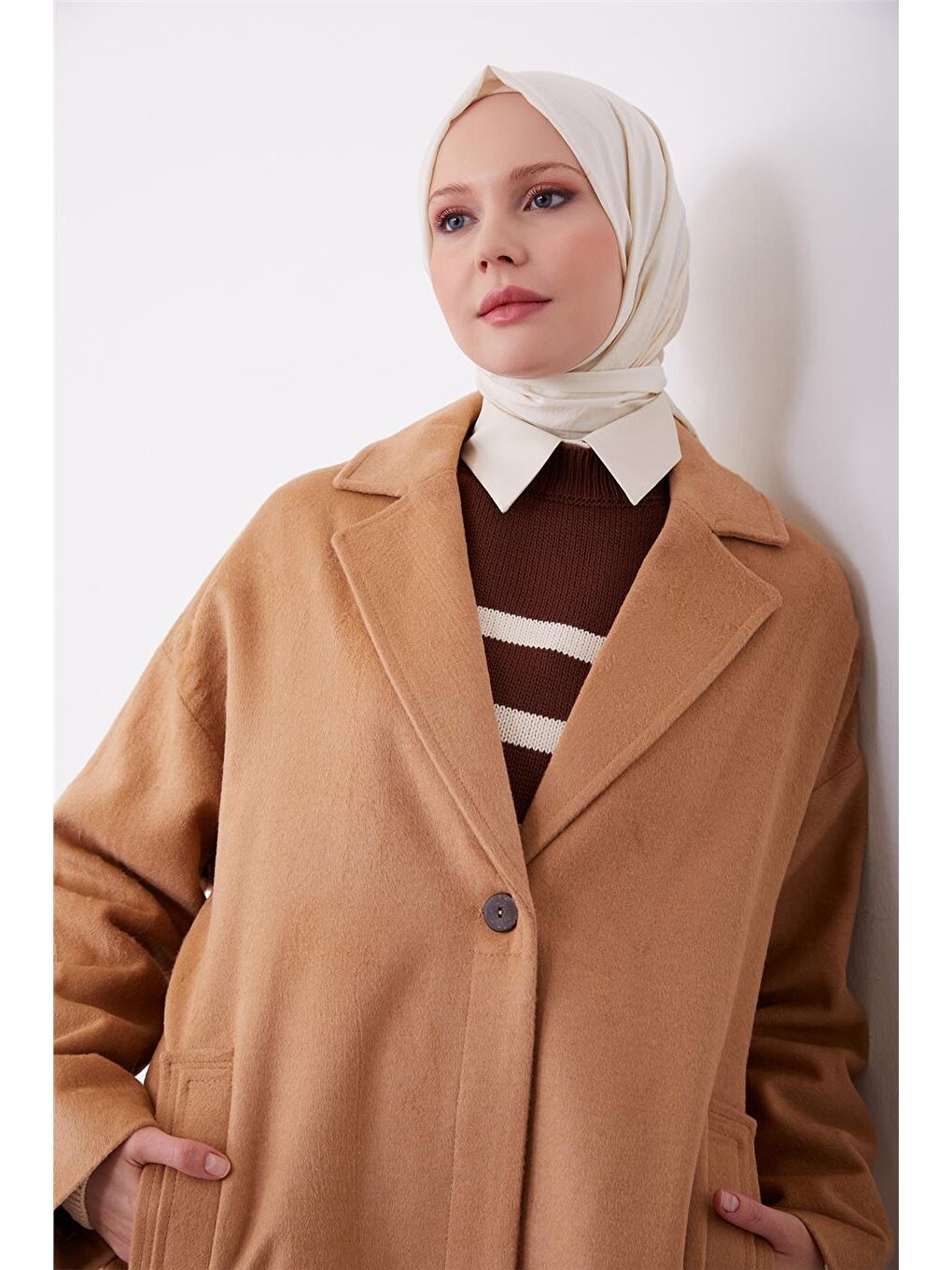 ARMİNE Kahverengi Tek Düğmeli Kaban 23K7202 Camel