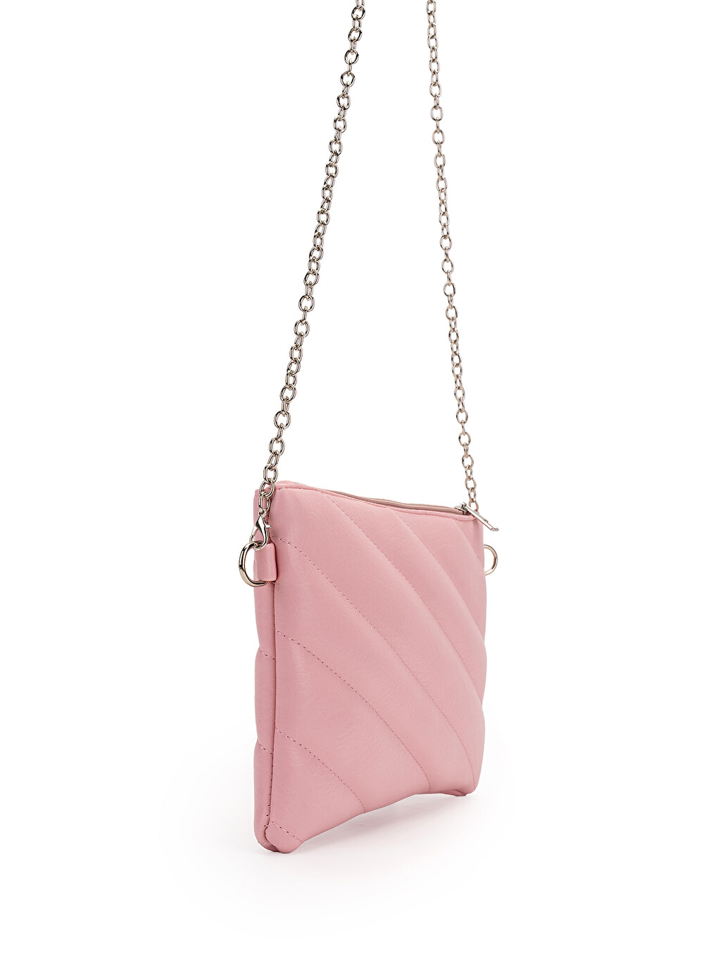 Pembe Kapitone Dikişli Clutch Kadın Çapraz Çanta Monaco Pudra-2