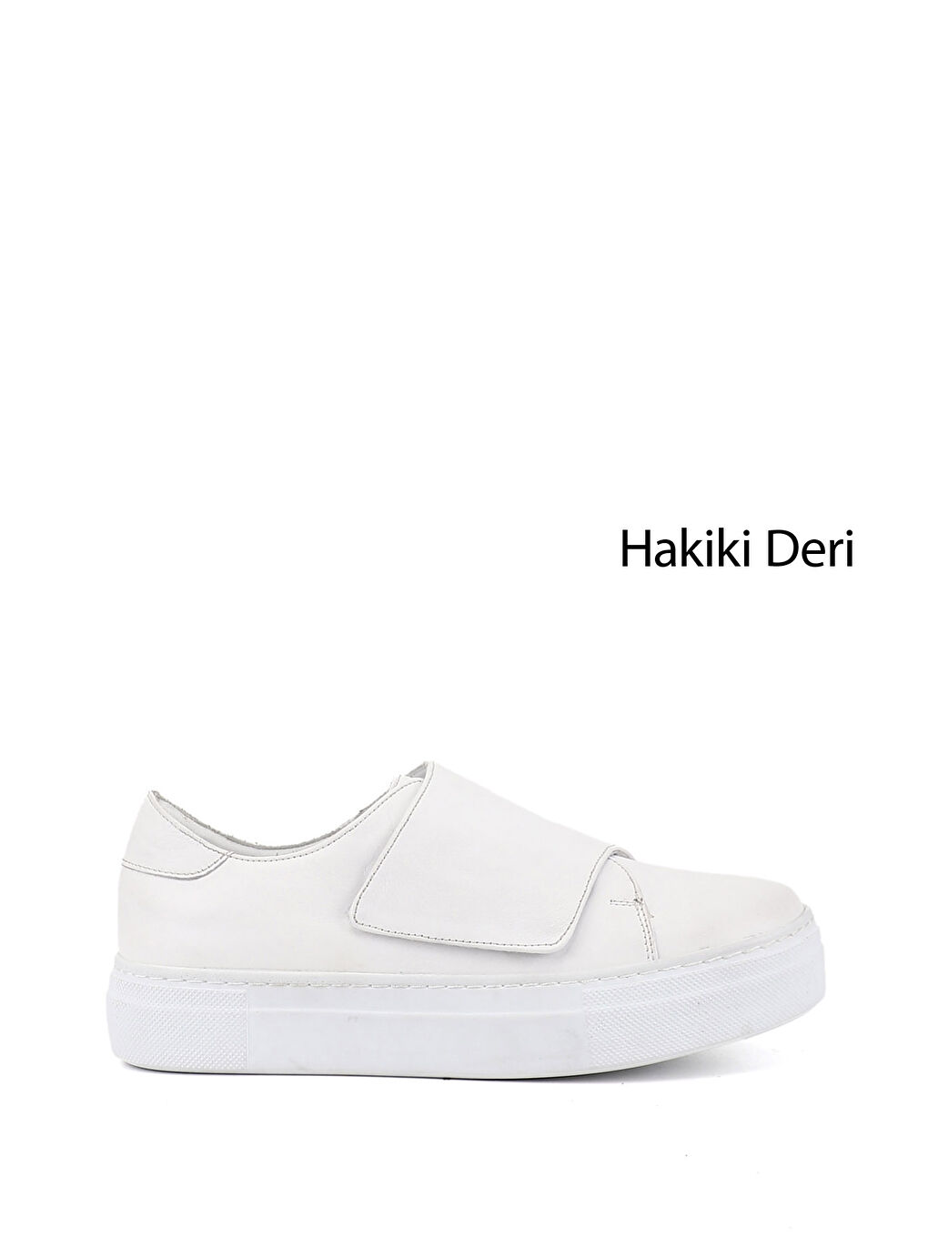 Beyaz Kadın CANLI BEYAZ Cırtlı Dolgu Taban Hakiki Deri Sneaker
