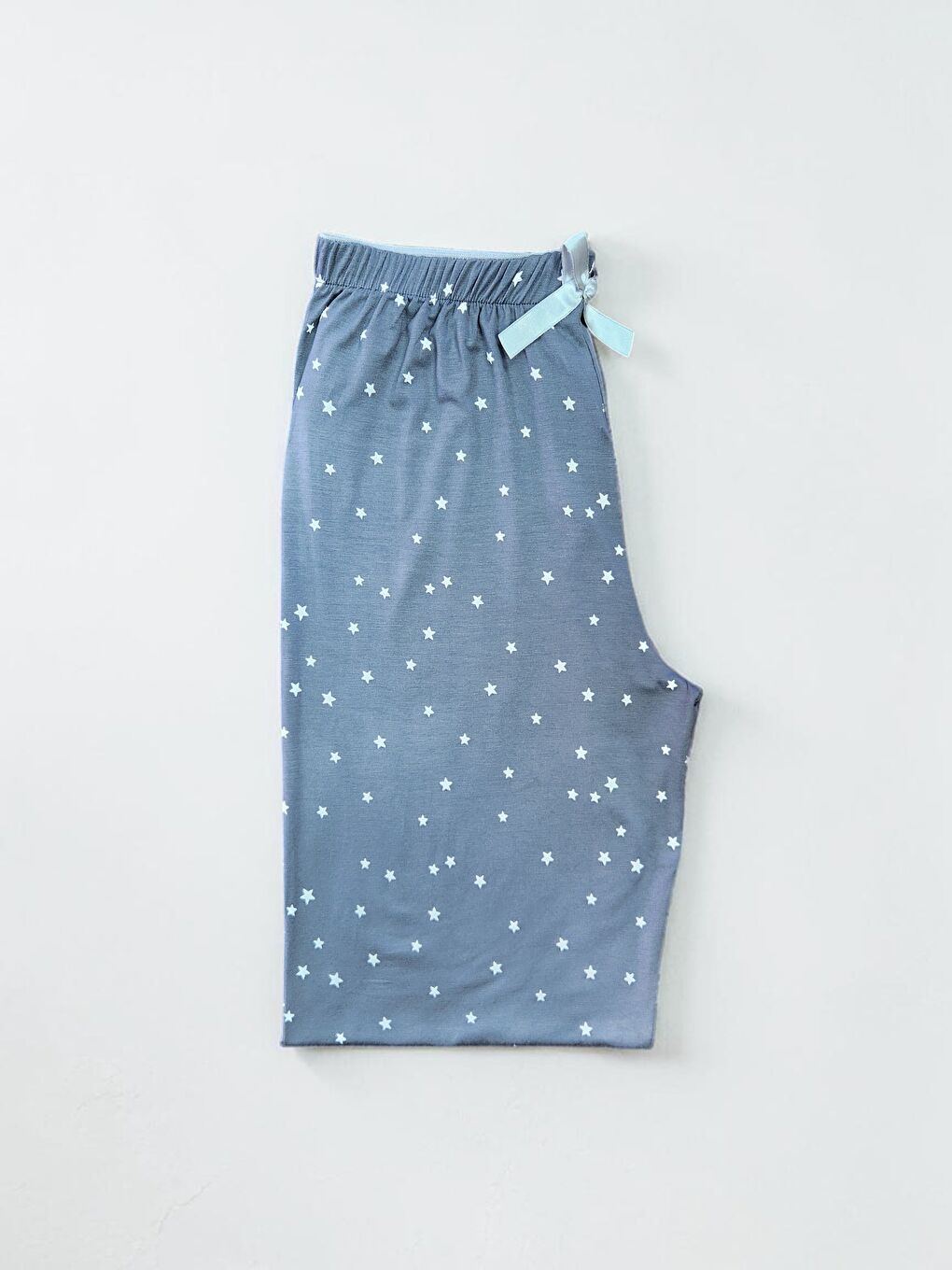 Gri Kadın Desenli Viskon Düz Paça Pijama Altı-3