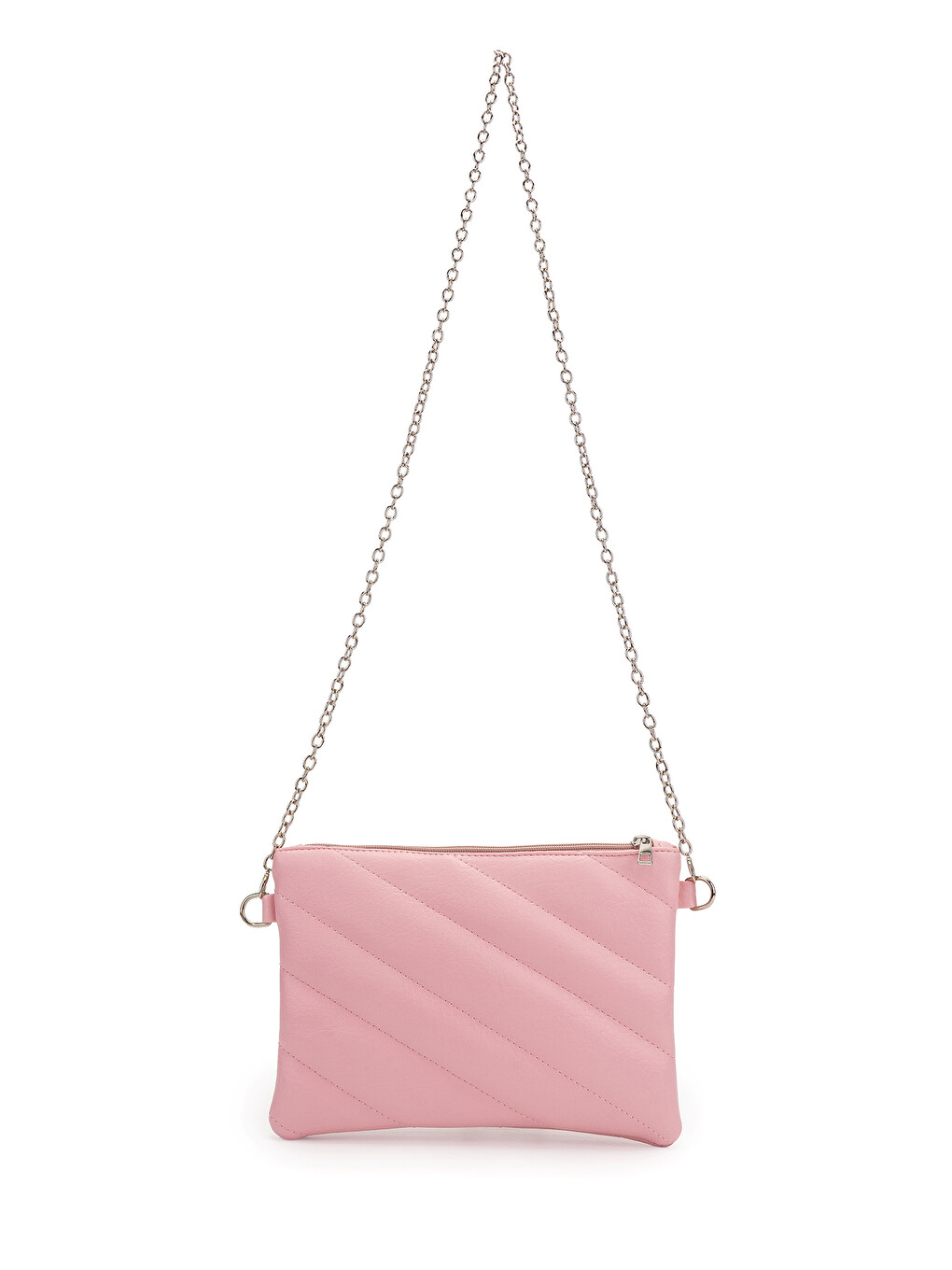 Pembe Kapitone Dikişli Clutch Kadın Çapraz Çanta Monaco Pudra-4