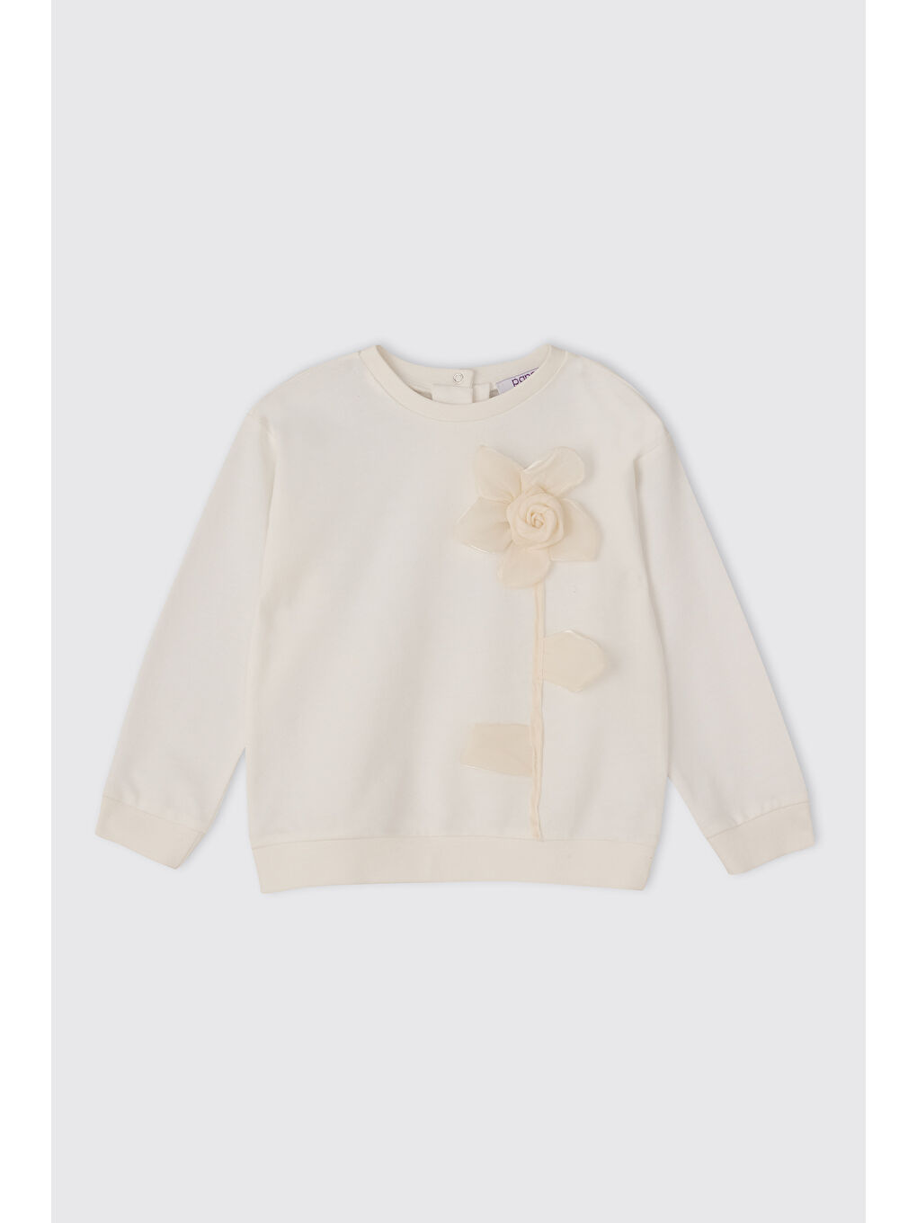 Kız Bebek Aksesuar Detaylı Ekru Sweatshirt