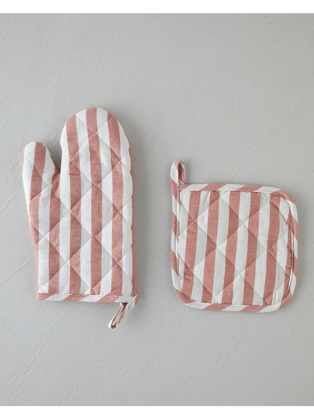 Kahverengi Cooker Pamuk-Keten 2'li Mutfak Seti 18x28 cm+18x18 cm Kiremit