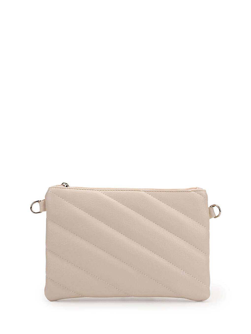 Ekru Kapitone Dikişli Clutch Kadın Çapraz Çanta Monaco Krem