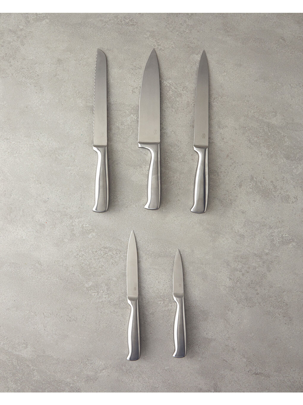 Gri Creil Paslanmaz Çelik 5 Parça Bloklu Bıçak Seti 20,5-24,5-33-33-33 cm Silver-2